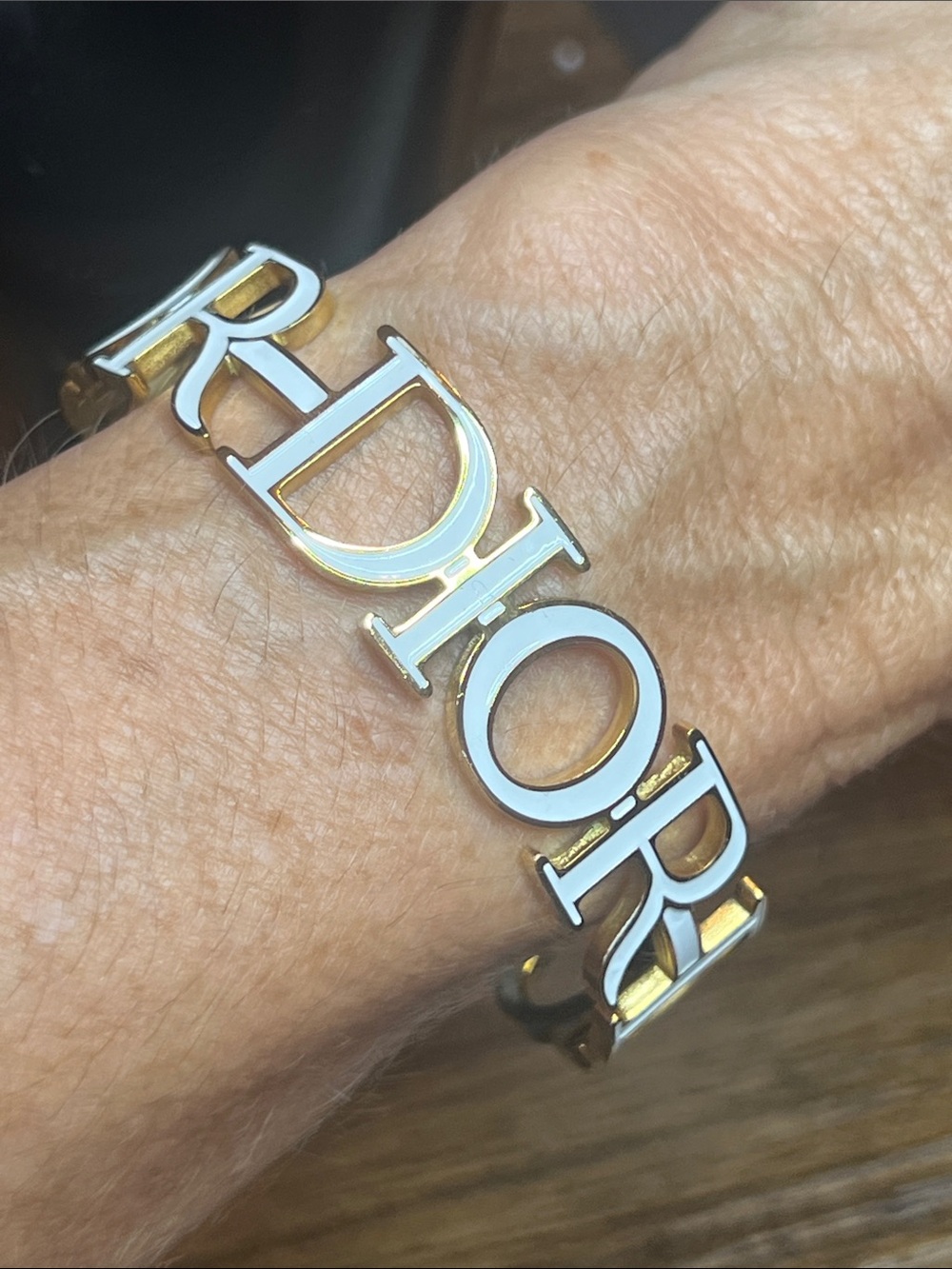 Chopard Two-Tone Logo Bracelet in White and Gold